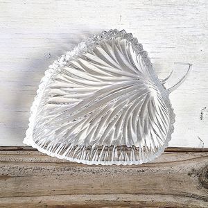 Vintage | Pressed Glass Leaf Trinket Dish